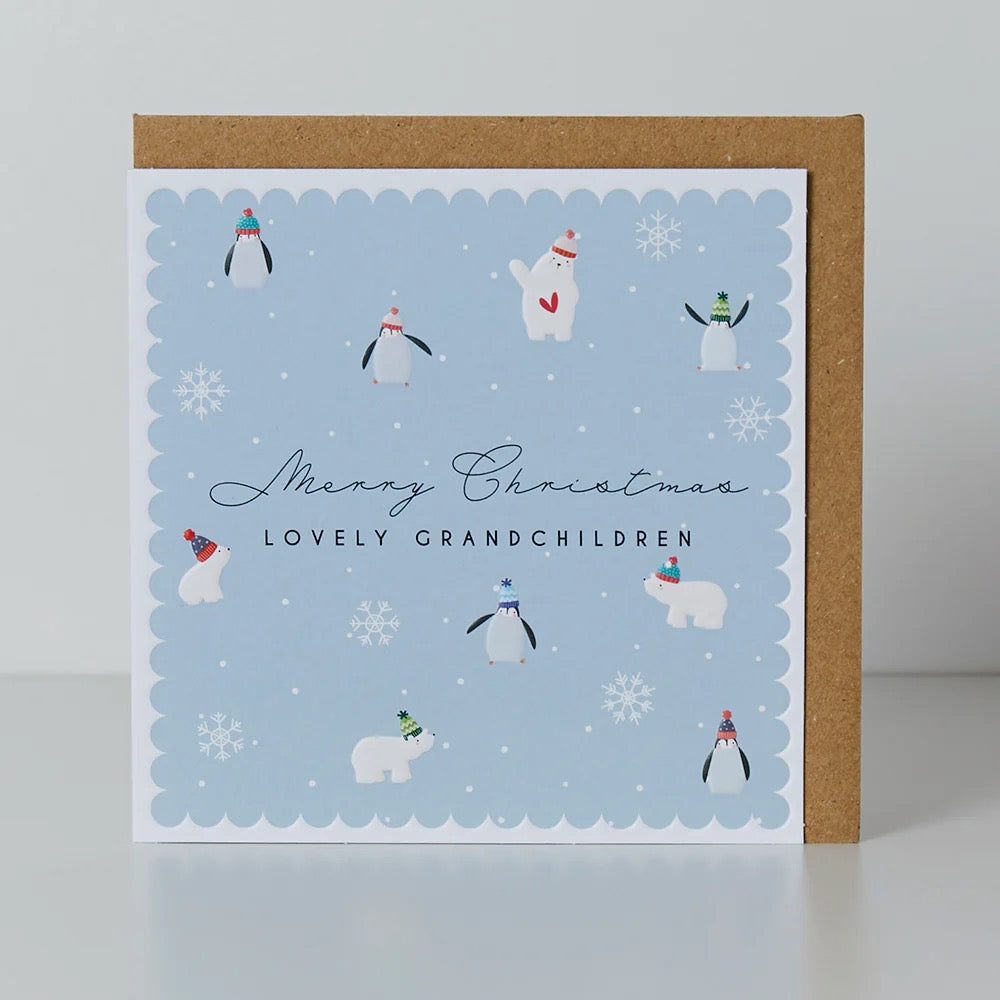 Belly Button Lovely Grandchildren Penguins & Polar Bears Small Christmas Card