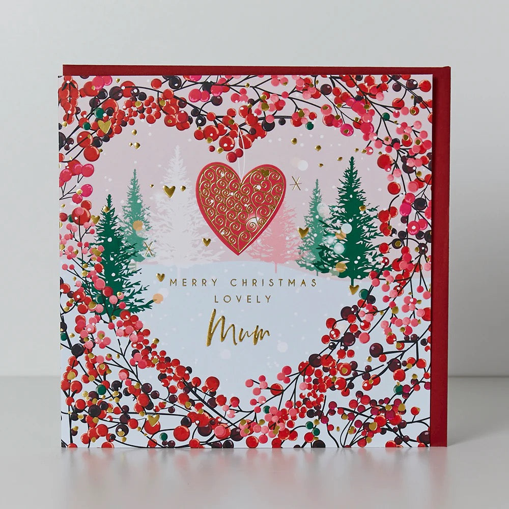 Belly Button Mum Red Berries Christmas Card