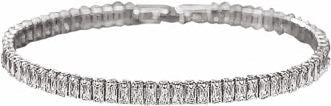 Byzantium Sparkly Multi Crystal Rectangular Crystals Chain Bracelet - Rhodium Silver