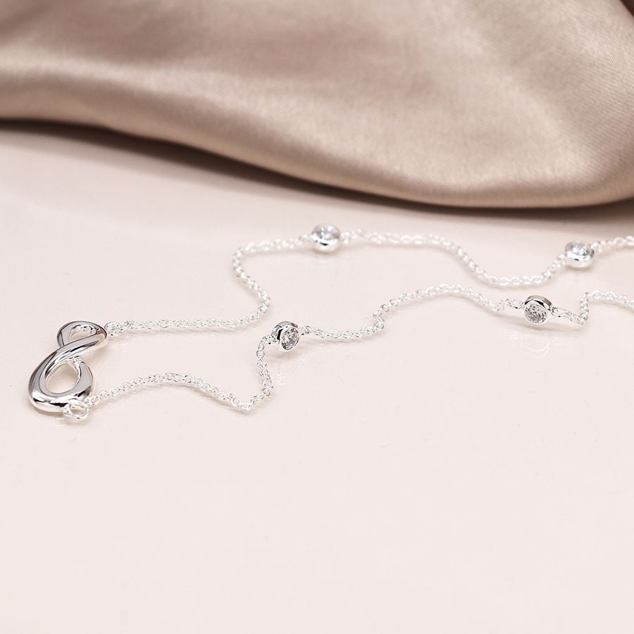 POM Sterling Silver & Crystal Infinity Charm Necklace