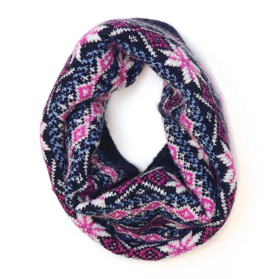POM - Starflower Pattern Snood Scarf - Navy