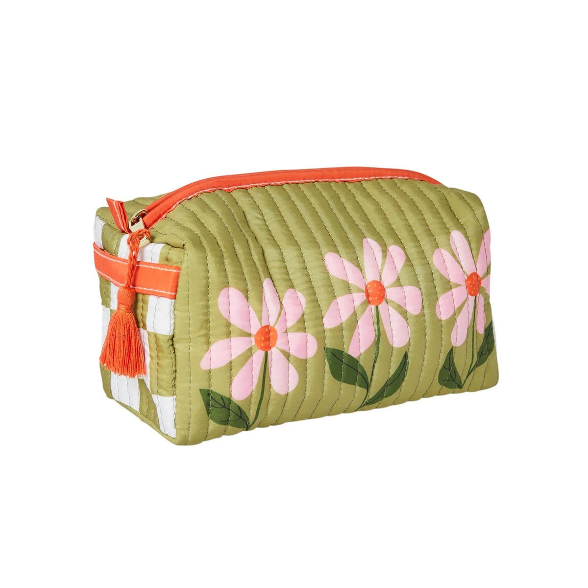 Olive Flower - Quilted Wash/Cosmetic Bag - Belly Button