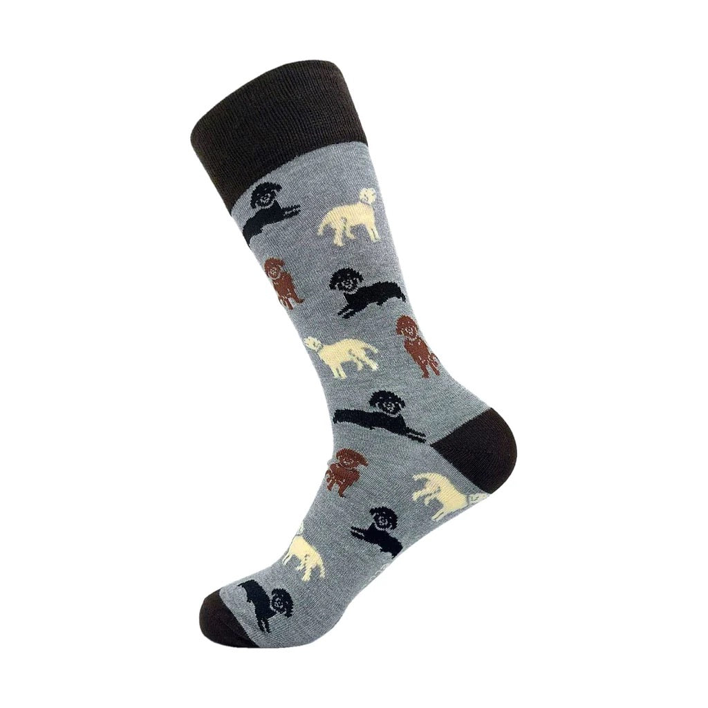 Eco Chic MENS Bamboo Socks - Dogs Labradors - Grey