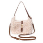 Park Lane Small Scoop Faux Sheep Fur Buckle Detail Handbag - Whipped Cream/Brown