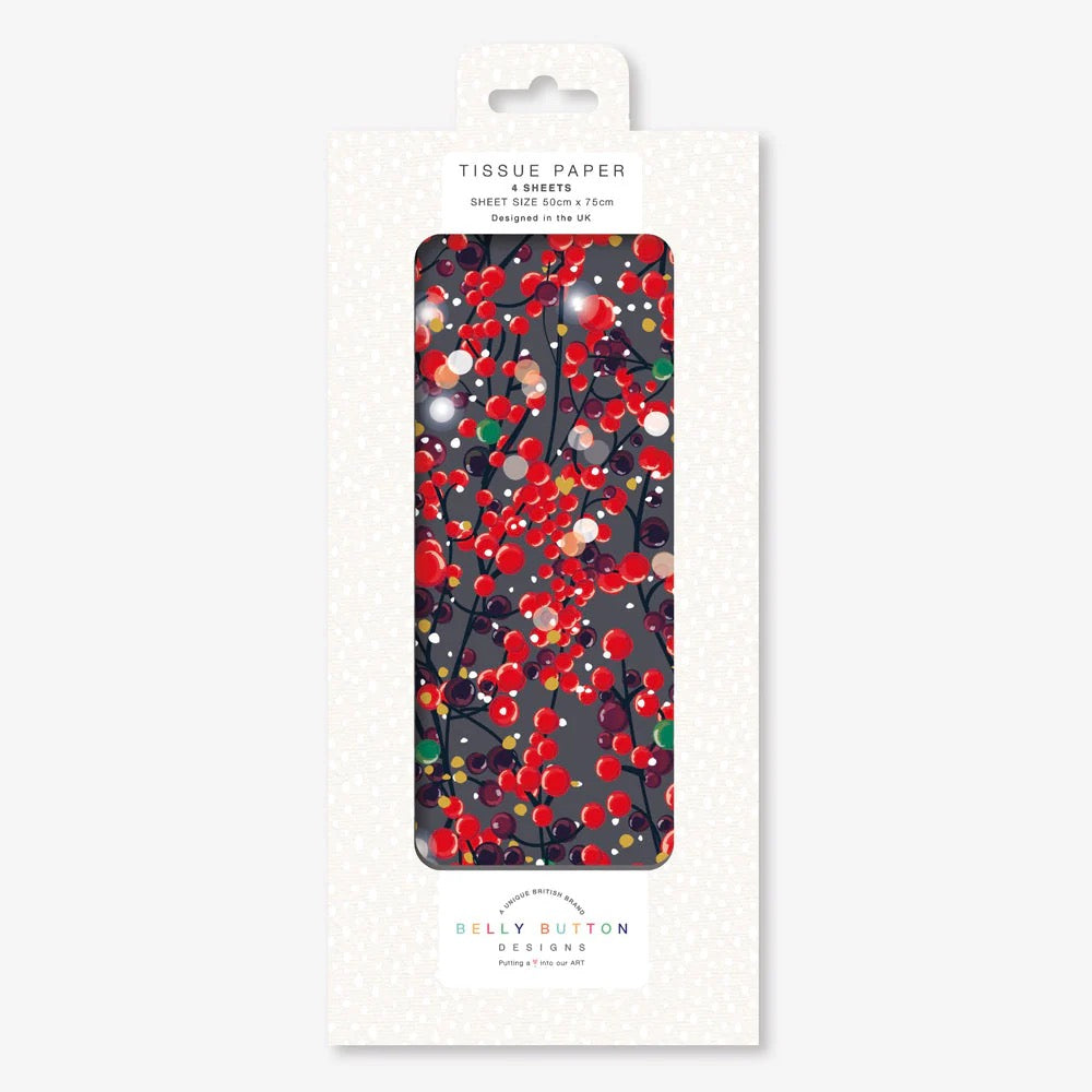 Belly Button Red Mimosa Berries - Tissue Paper - Pack of 4 Sheets