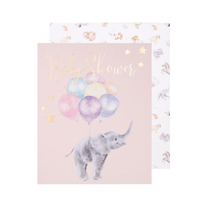 'Up & Away' Elephant Baby Shower Card - Wrendale Designs