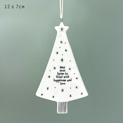 East of India Porcelain Hanging Tree Decoration - May Your Home Be Filled With Happiness