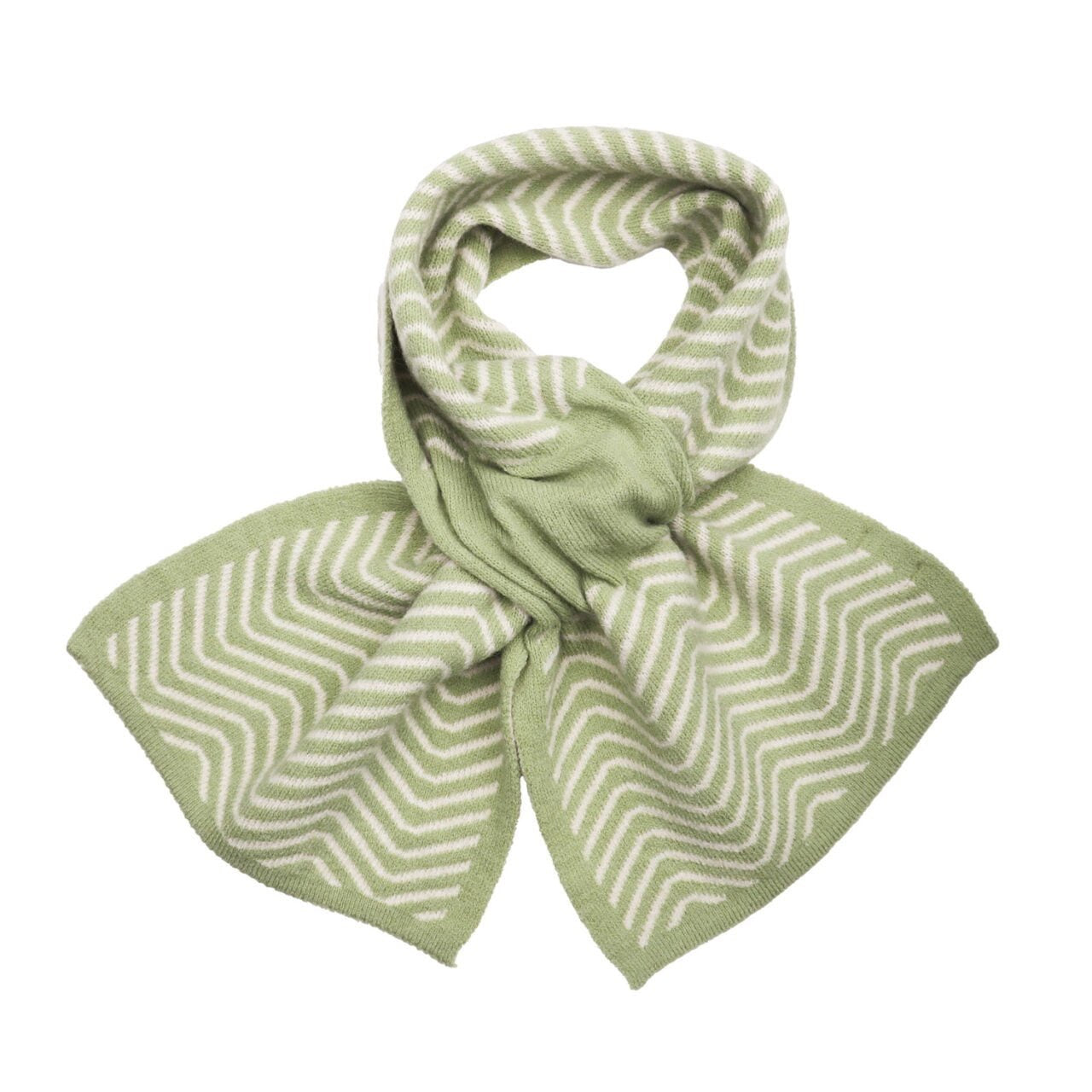 Zelly Green Herringbone Pull Through Knitted Scarf