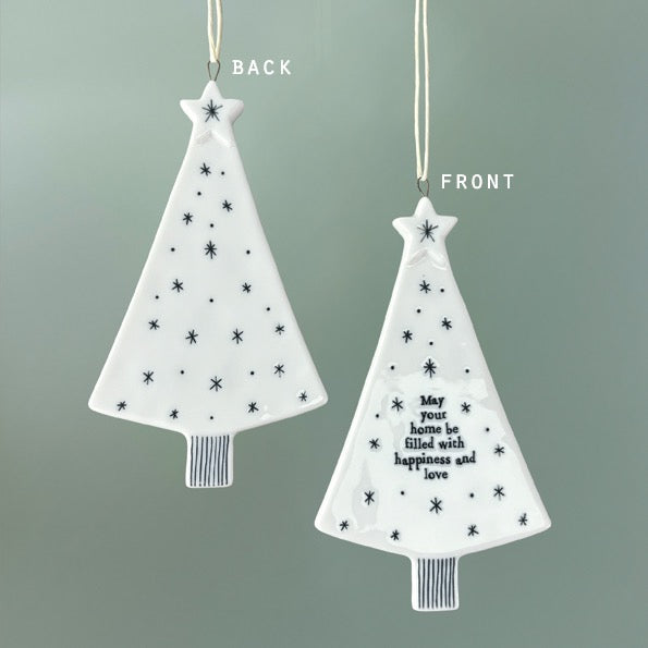 East of India Porcelain Hanging Tree Decoration - May Your Home Be Filled With Happiness