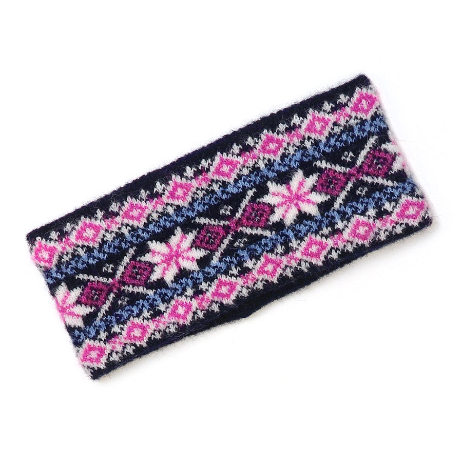 POM - Starflower Pattern Cosy Headband - Navy