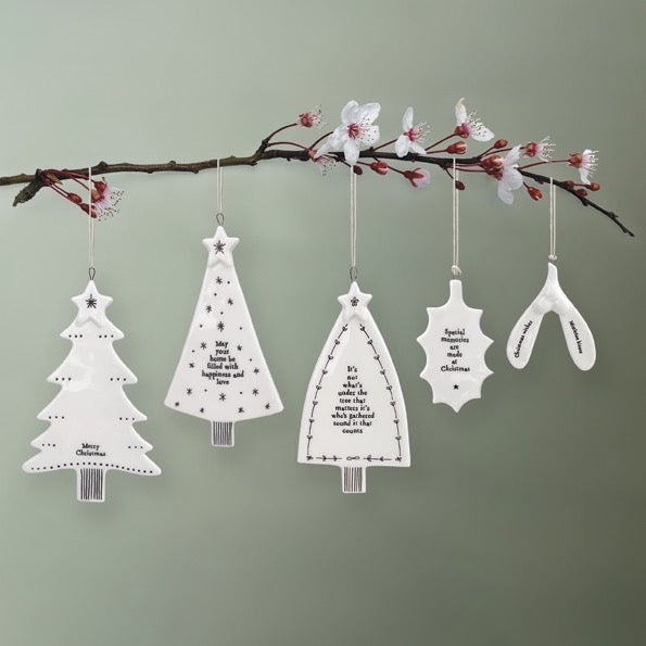 East of India Porcelain Hanging Tree Decoration - May Your Home Be Filled With Happiness