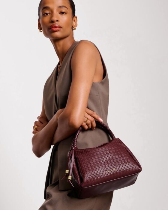 Katie Loxton Nova Woven Small Grab Bag - Cherry