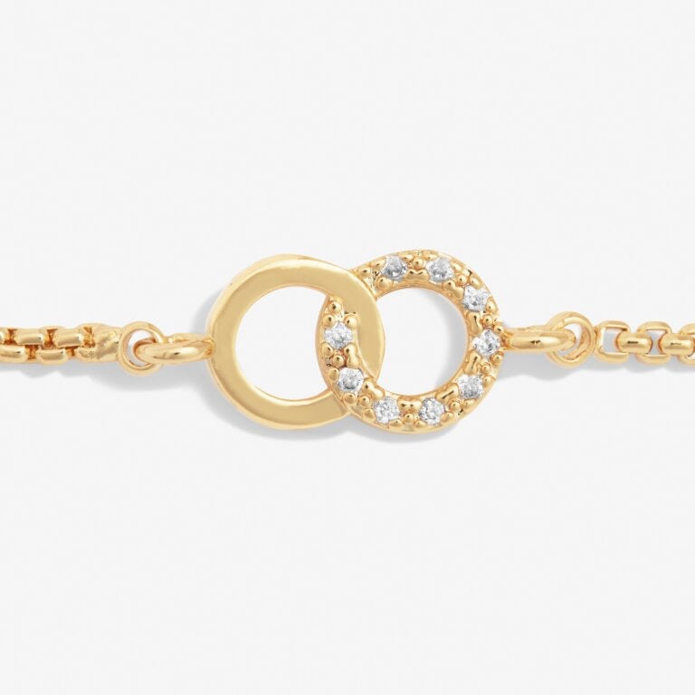 Joma Jewellery -Pave Linked Circles - Gold Mini Charms Slider Bracelet