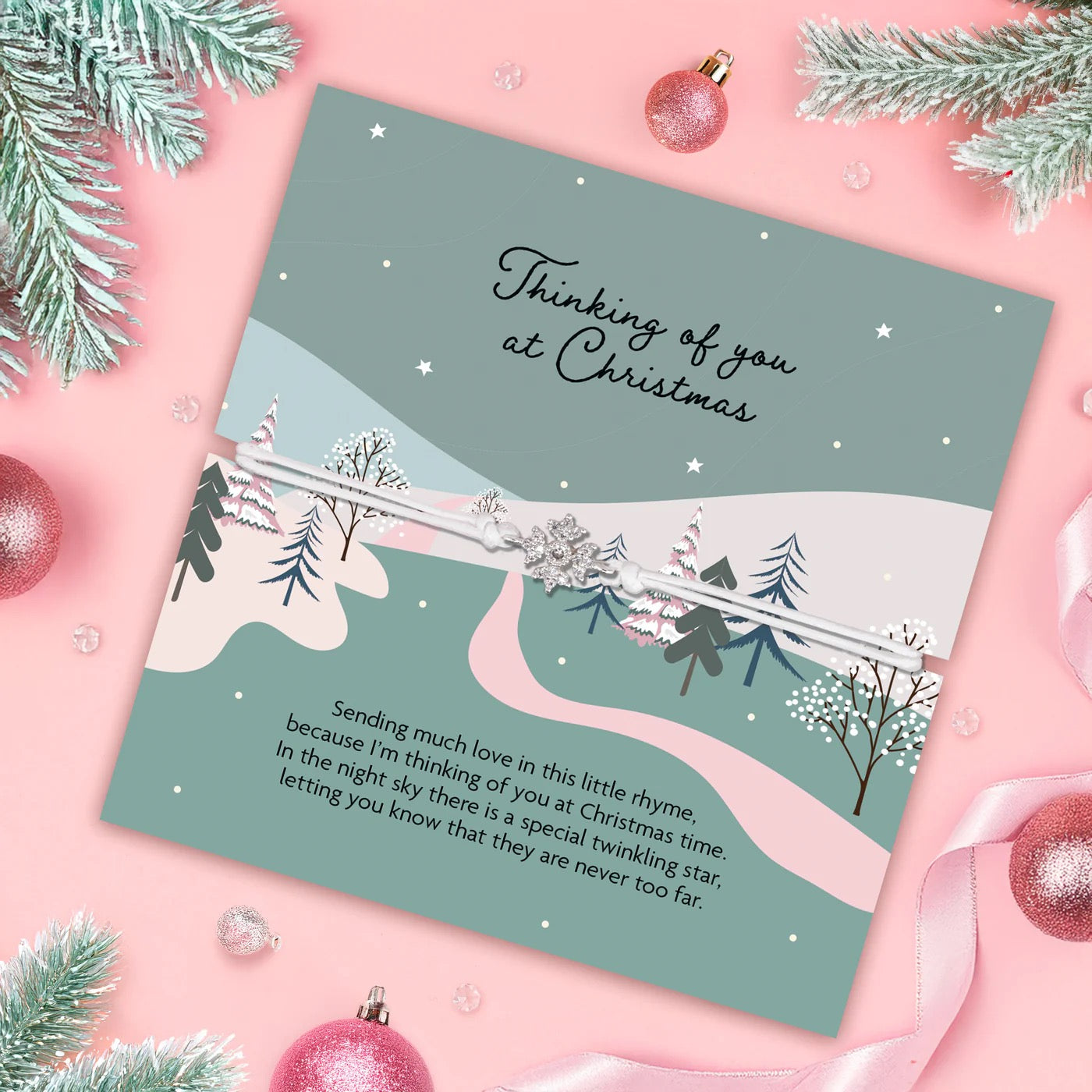 Letterbox Love - Thinking of You at Christmas - Snowflake - BOXED Cord Bracelet