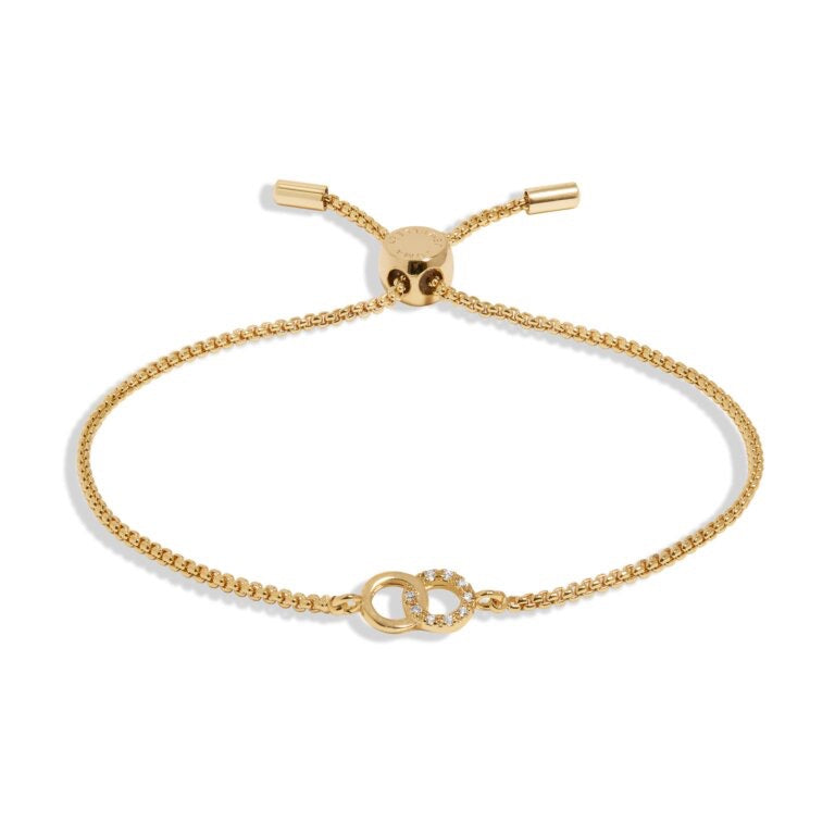 Joma Jewellery -Pave Linked Circles - Gold Mini Charms Slider Bracelet