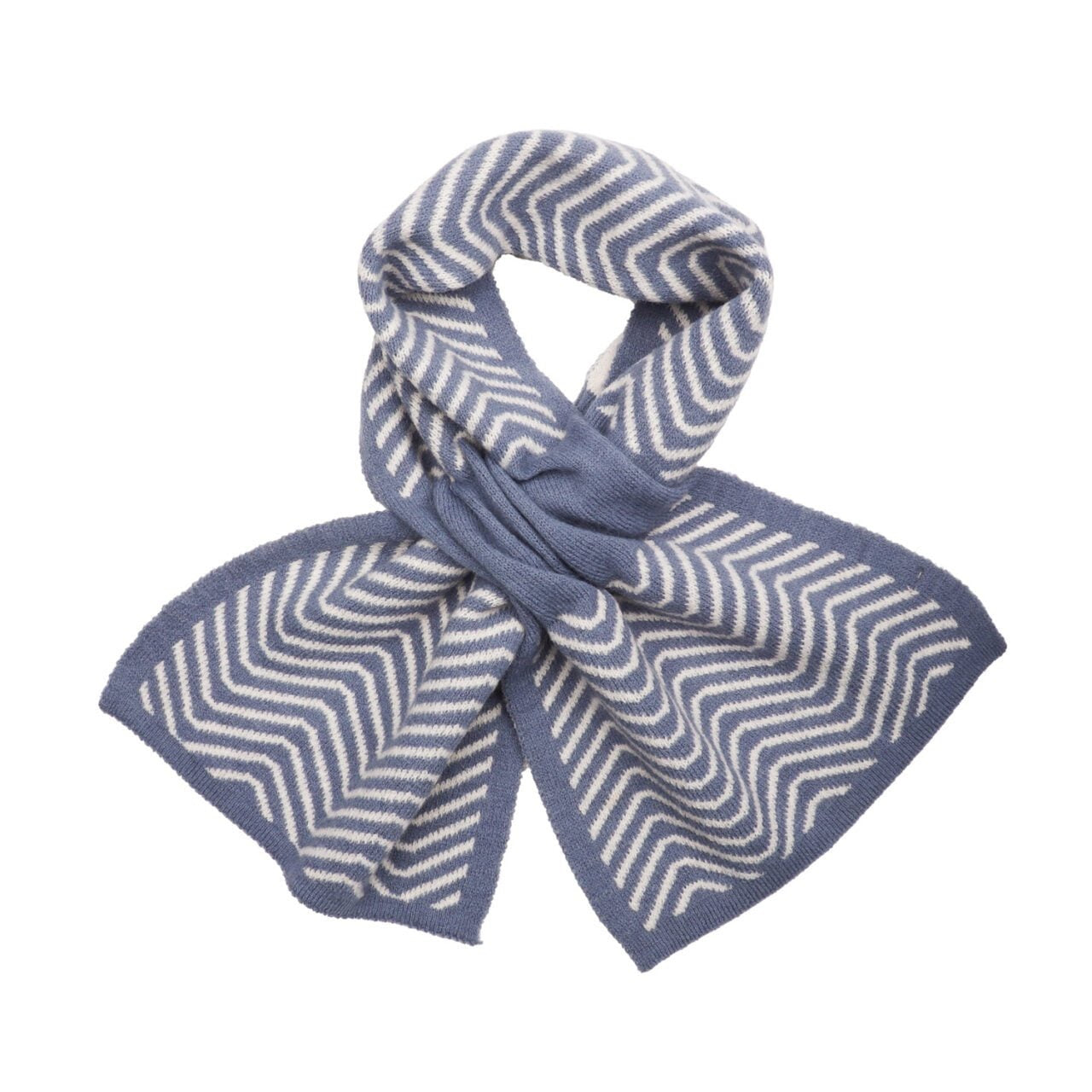 Zelly Blue Herringbone Pull Through Knitted Scarf