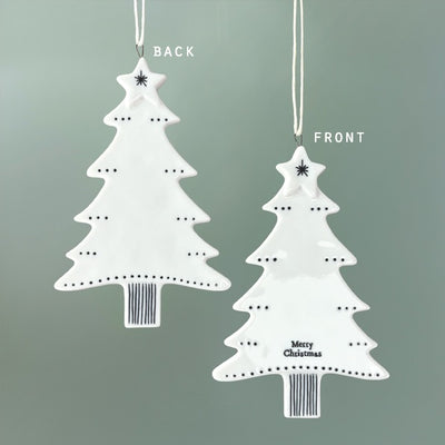 East of India Porcelain Hanging Tree Decoration - Merry Christmas