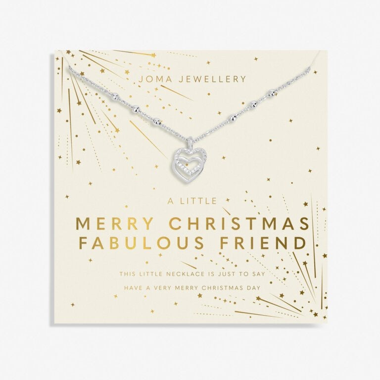 Joma Jewellery -A Little 'Merry Christmas Fabulous Friend' - Silver Heart Necklace