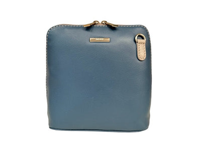 Nova Leathers Crossbody Handbag 820 - Blue/Dove Grey