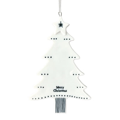 East of India Porcelain Hanging Tree Decoration - Merry Christmas