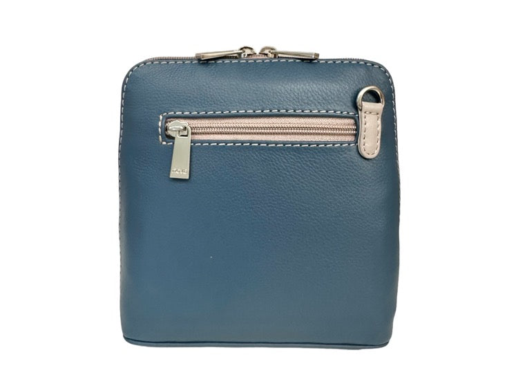 Nova Leathers Crossbody Handbag 820 - Blue/Dove Grey