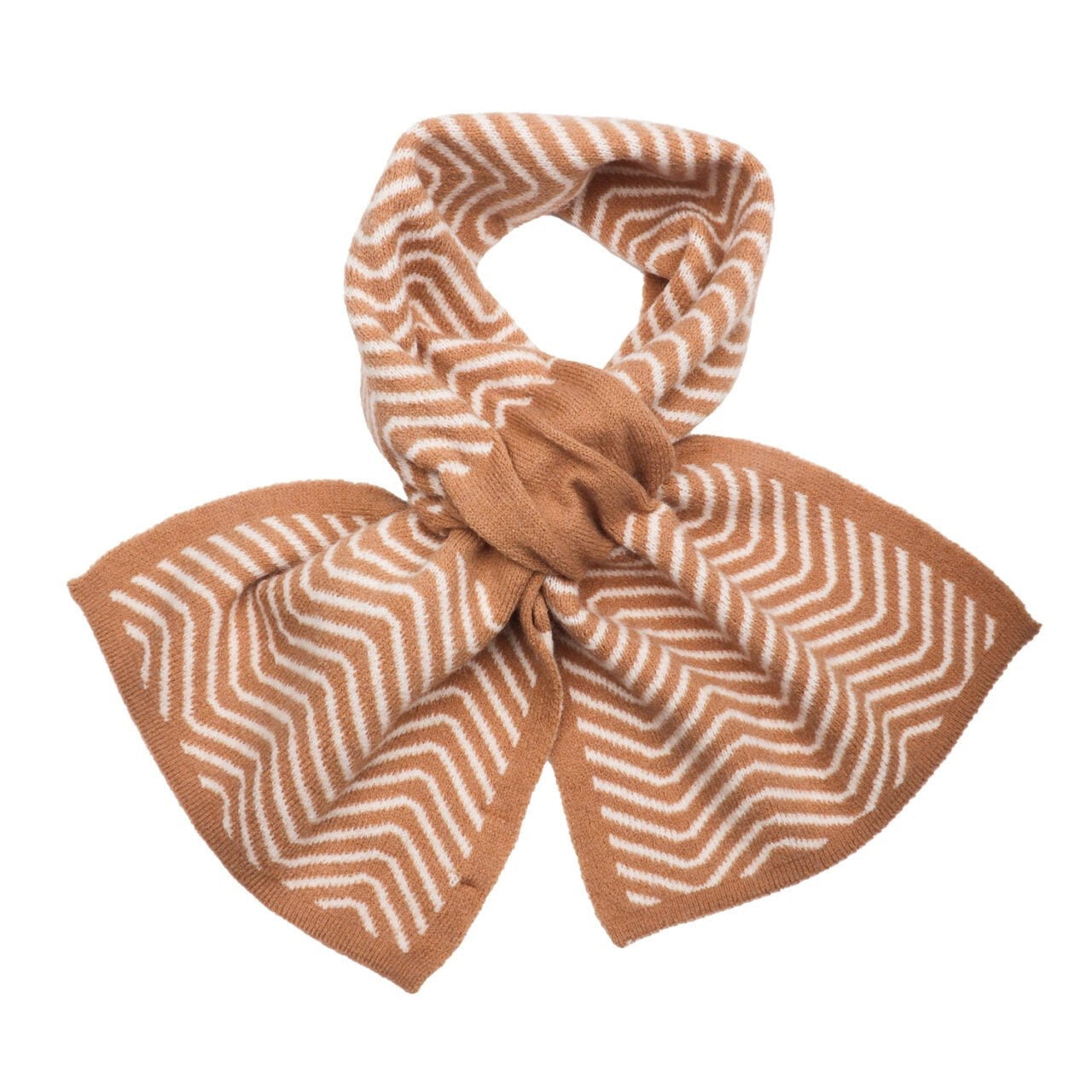 Zelly Caramel Herringbone Pull Through Knitted Scarf