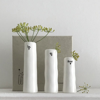 East of India Trio of Porcelain Mini Vases - Love, You, Always