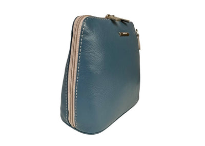 Nova Leathers Crossbody Handbag 820 - Blue/Dove Grey