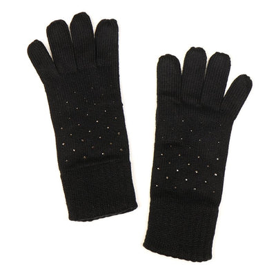 POM Black Studded Diamante Embellished Knitted Gloves