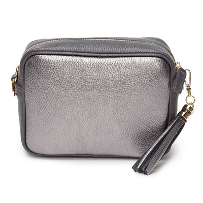 Elie Beaumont Limited Edition Blend Leather Crossbody Bag - Metallic Pewter & Grey (GOLD Fittings)