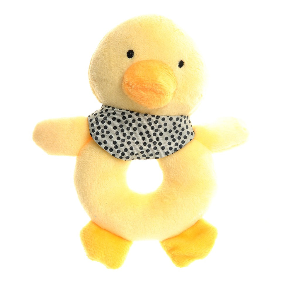 Ziggle Duck Plush Baby Rattle - Yellow