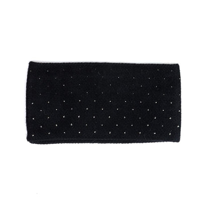 POM Black Studded Diamante Embellished Knitted Headband/Snood