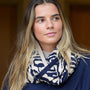 POM Fine Knit Animal Stripe Snood - Oatmeal/Navy
