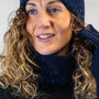 POM Deep Navy Blue Studded Diamante Embellished Knitted Headband/Snood