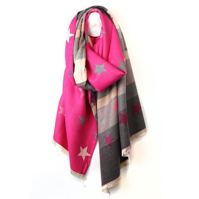 POM Pink Mix Star & Stripe Jacquard Scarf