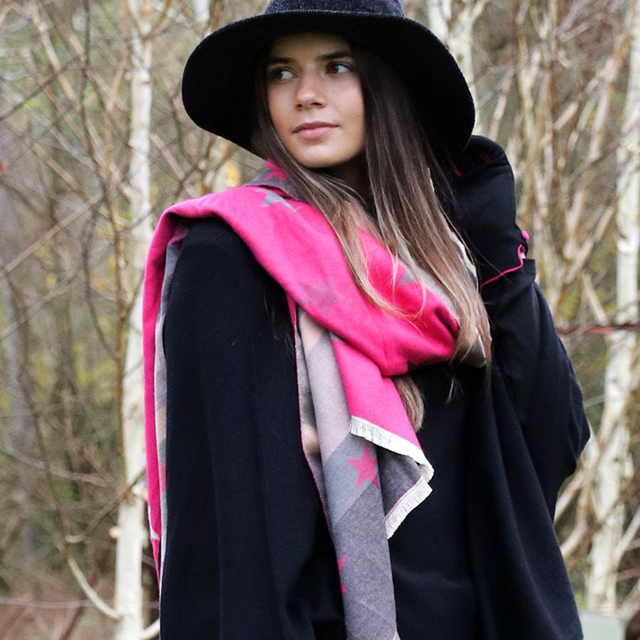 POM Pink Mix Star & Stripe Jacquard Scarf