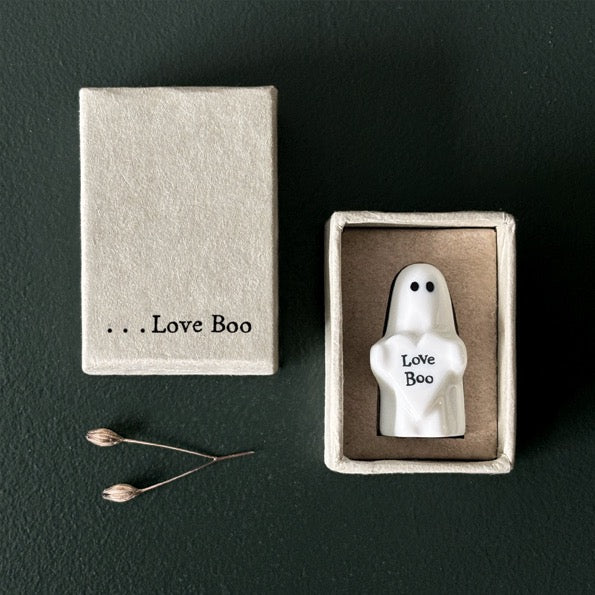 East of India Matchbox - Ceramic Ghost Ornament - Love Boo