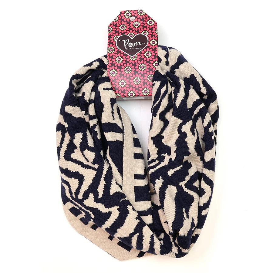 POM Fine Knit Animal Stripe Snood - Oatmeal/Navy