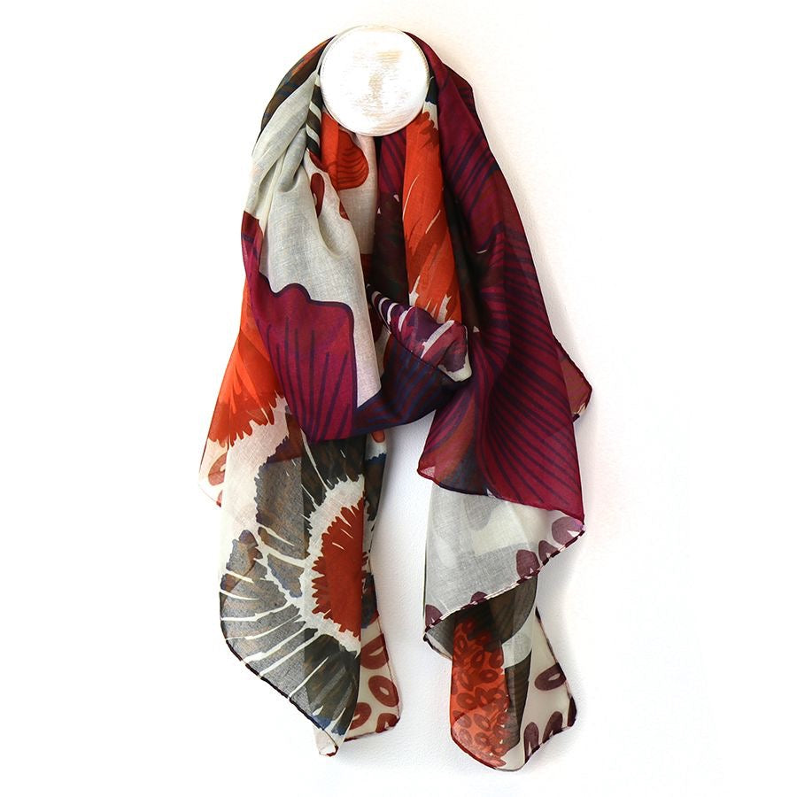 POM Red Mix Poppy Print Scarf