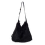 Park Lane - Faux Fur & Faux Leather - Large Slouch Shoulder Bag - Ebony Black