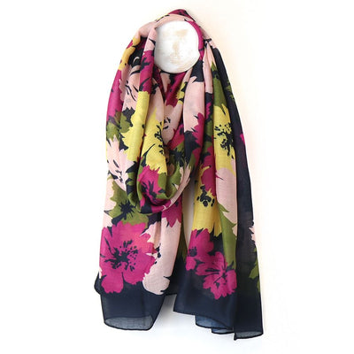 POM Navy & Brights Mix Floral Print Scarf