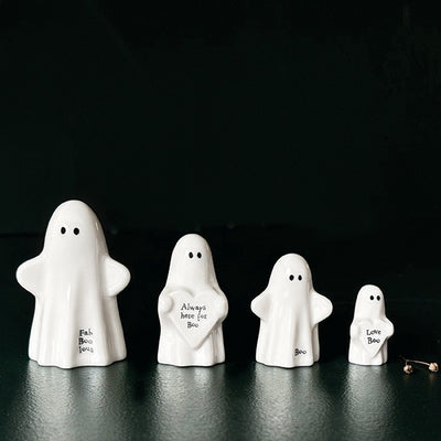 East of India Matchbox - Ceramic Ghost Ornament - Always Here For Boo