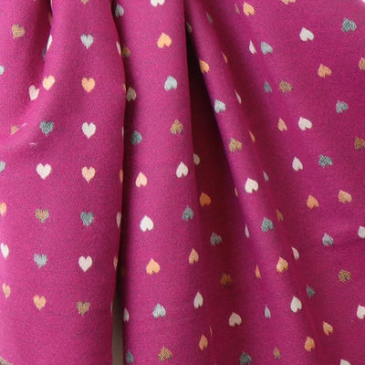 POM Berry Pink/Ecru Mix Tiny Hearts Print Reversible Cosy Jacquard Scarf