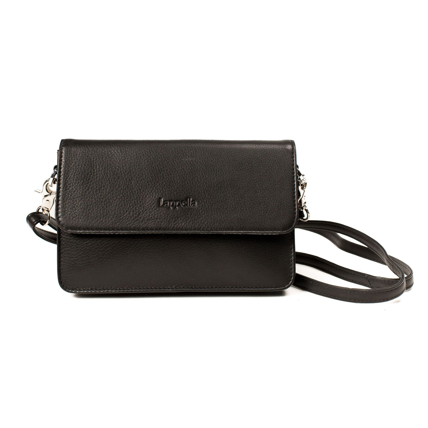 Lappella SOFIA Black - Small Leather Clutch/ Crossbody Handbag