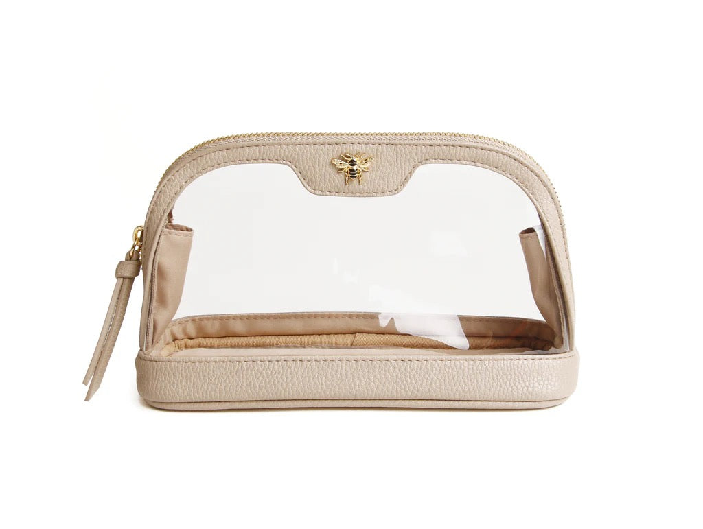 Alice Wheeler Clear Beauty Case/Make-Up Bag - Stone