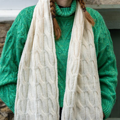 POM Cream Cable Knit Scarf - Warm Cream