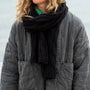 POM Black Blend Cable Knit Wool Scarf