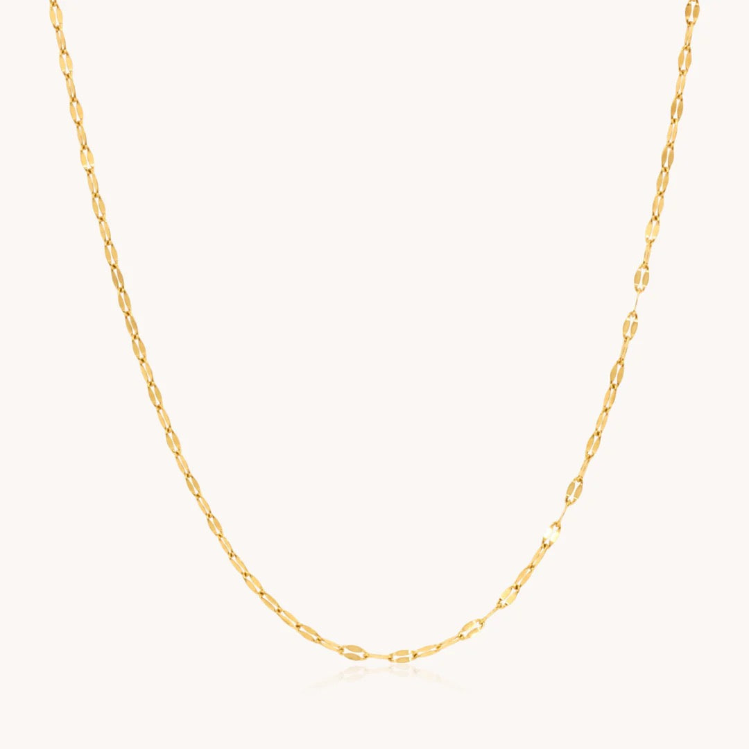 Orli Vita Textured Dainty Link Chain Necklace - Gold (Waterproof)