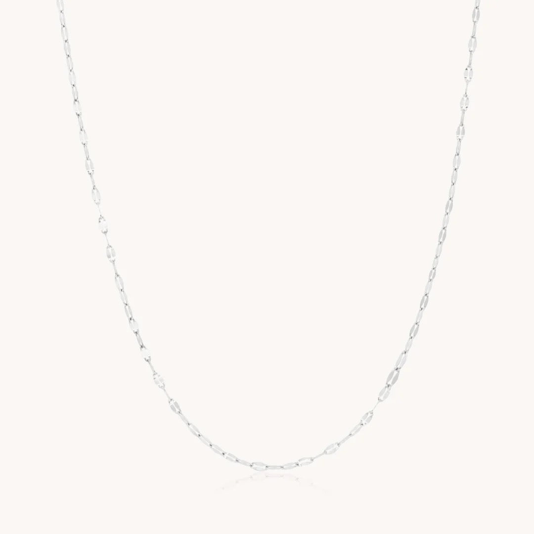 Orli Vita Textured Dainty Link Chain Necklace - Silver (Waterproof)