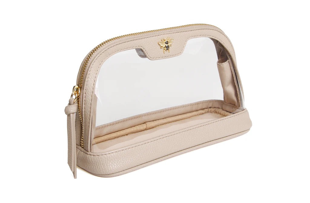 Alice Wheeler Clear Beauty Case/Make-Up Bag - Stone